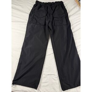 LOVE TREE Parachute Pants Elastic drawstring waist ankle Size L Black Streetwear